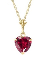 nice heart gold Ruby birthstone baby necklace